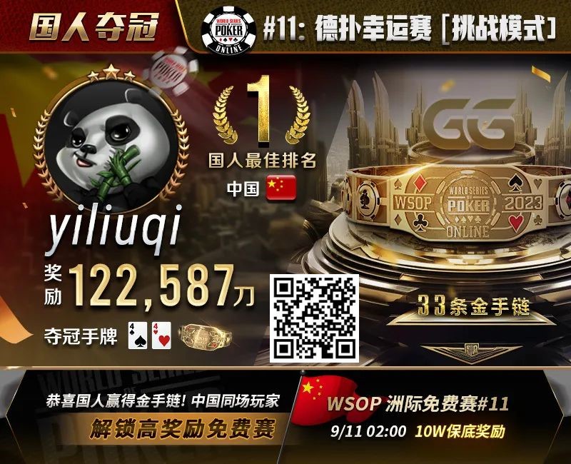 【WPT扑克】WSOP金手链国人首冠诞生！击败丹牛、Jorstad一票大神，豪揽奖励12W刀