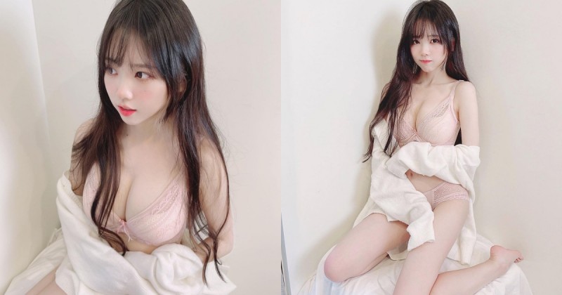 超粉嫩「兔牙萌妹」童顏巨乳太犯規！試穿新內衣秀出「深邃溝溝」！